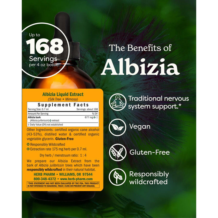 Herb Pharm Albizia Liquid Extract for Nervous System Support - 4 Ounce - The Oasis of Health