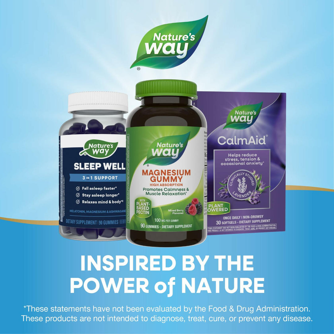Nature’s Way Magnesium Gummies, Promotes Calm*, with Magnesium Citrate, Raspberry and Blackberry Flavored, 90 Gummies - The Oasis of Health