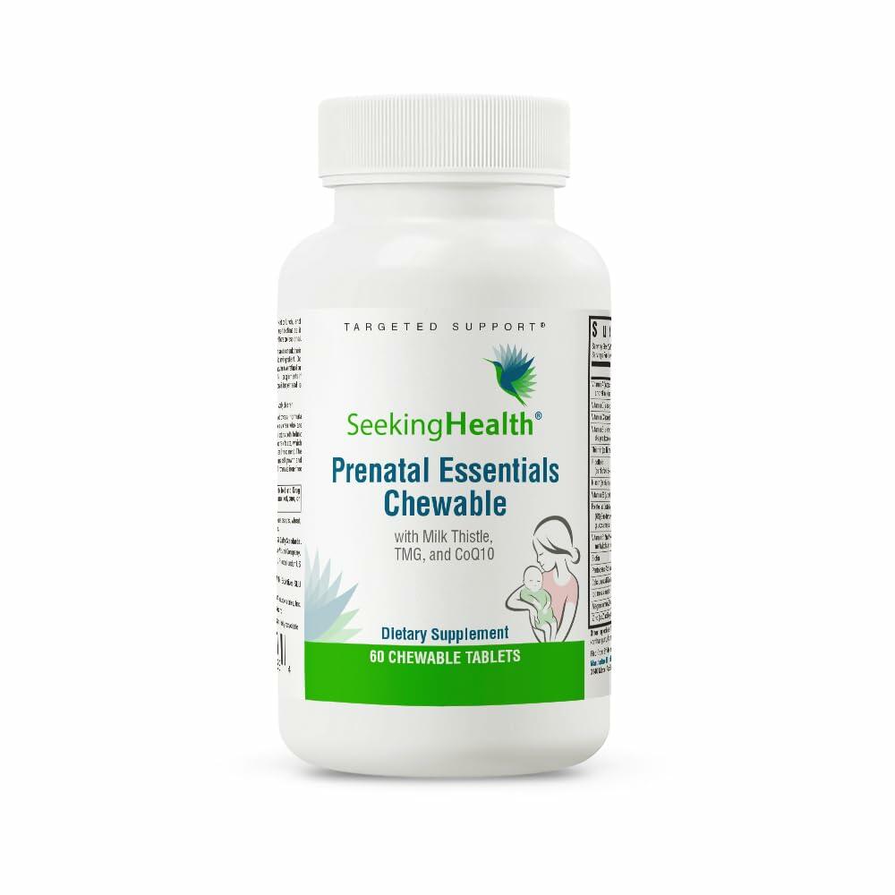 Seeking Health Prenatal Essentials Chewable - Prenatal Support Supplement with Riboflavin - Formula Supports Immune Health &amp; Methylation - B12 Supplement to Support Genetic Development - 60 Tablets - The Oasis of Health