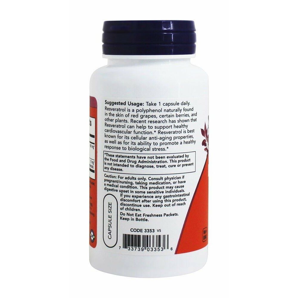 Natural Resveratrol, 200 Mg, 60 Capsules by Now Foods - The Oasis of Health