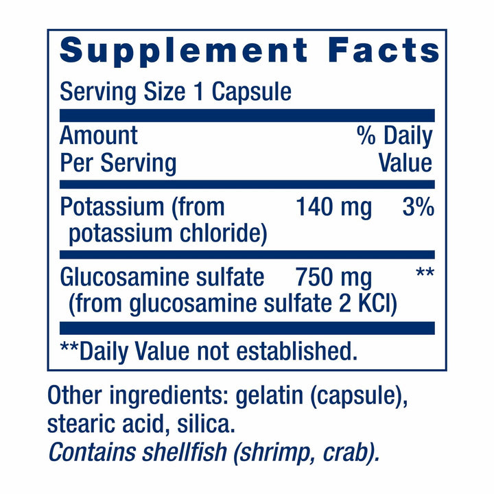 Life Extension Glucosamine Sulfate, 750 mg, Supports Knee Comfort and Joint Health, Gluten-Free, Non-GMO, 60 Capsules - The Oasis of Health