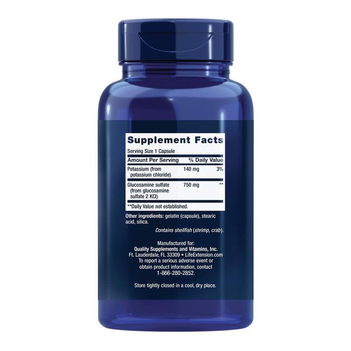 Life Extension Glucosamine Sulfate, 750 mg, Supports Knee Comfort and Joint Health, Gluten-Free, Non-GMO, 60 Capsules - The Oasis of Health