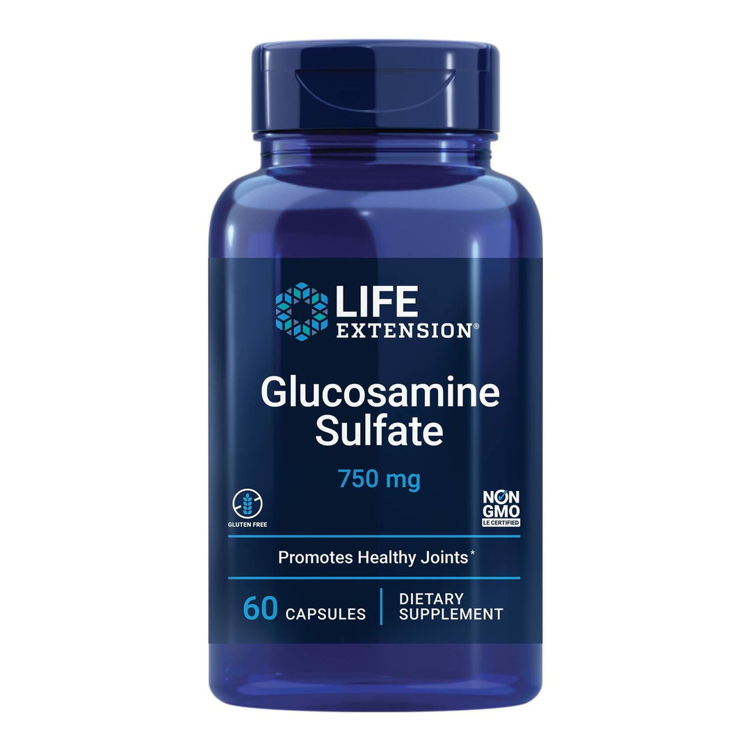 Life Extension Glucosamine Sulfate, 750 mg, Supports Knee Comfort and Joint Health, Gluten-Free, Non-GMO, 60 Capsules - The Oasis of Health