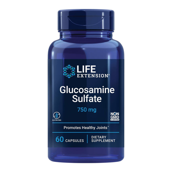 Life Extension Glucosamine Sulfate, 750 mg, Supports Knee Comfort and Joint Health, Gluten-Free, Non-GMO, 60 Capsules - The Oasis of Health