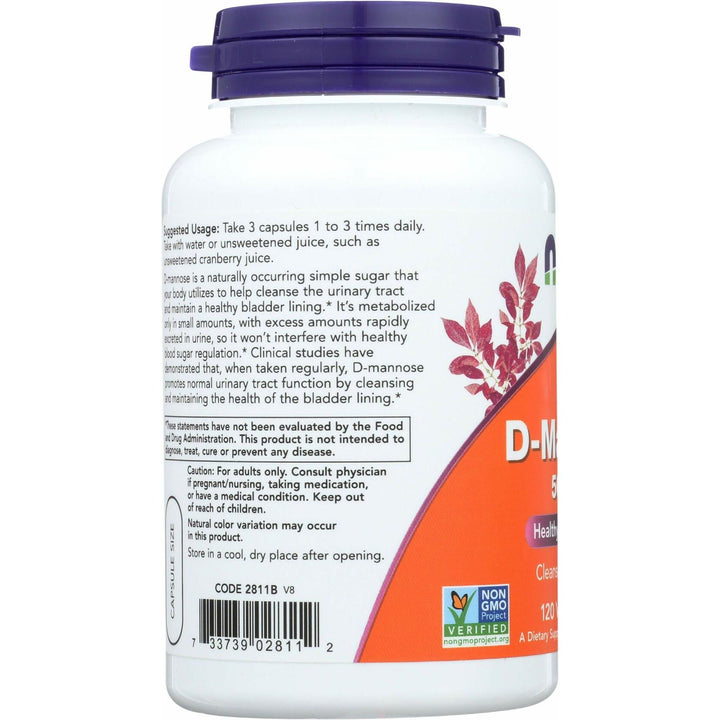 Now Foods D-Mannose, 120 Caps 500 mg (Pack of 3) - The Oasis of Health