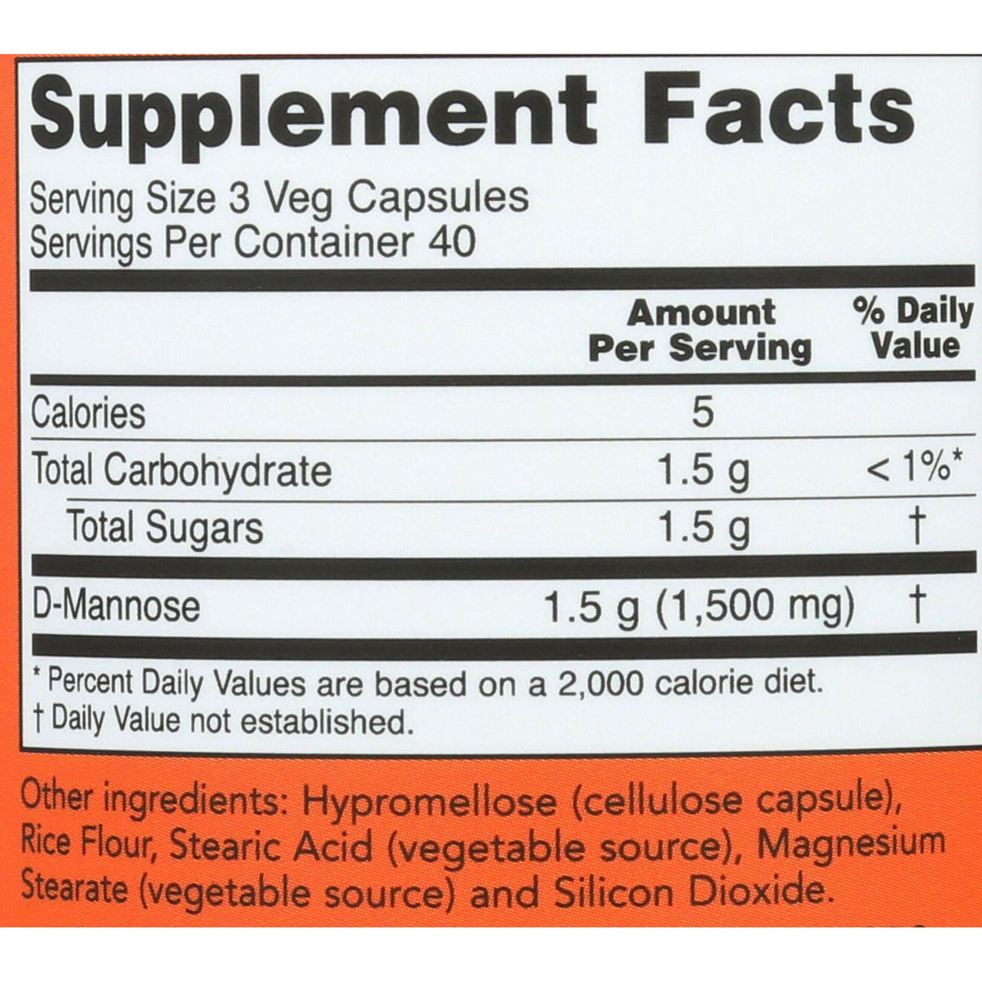 Now Foods D-Mannose, 120 Caps 500 mg (Pack of 3) - The Oasis of Health