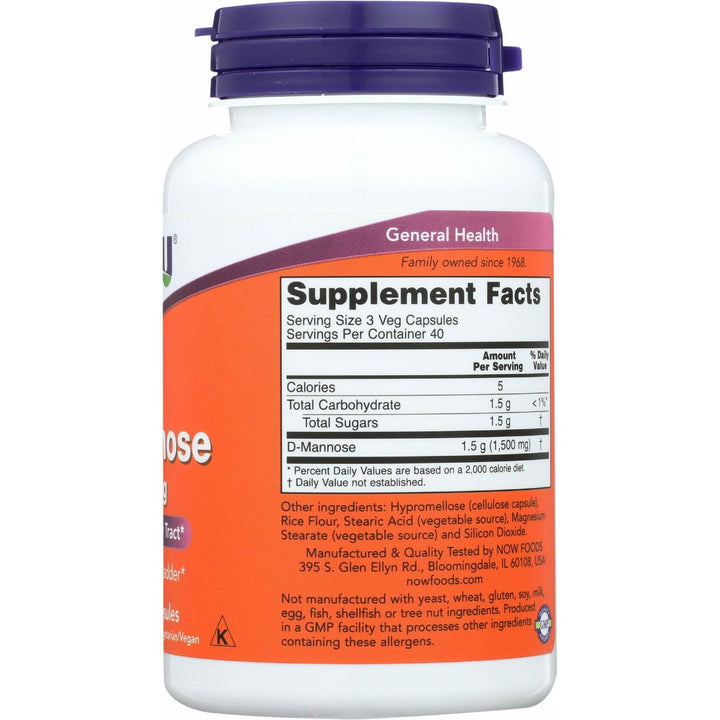 Now Foods D-Mannose, 120 Caps 500 mg (Pack of 3) - The Oasis of Health