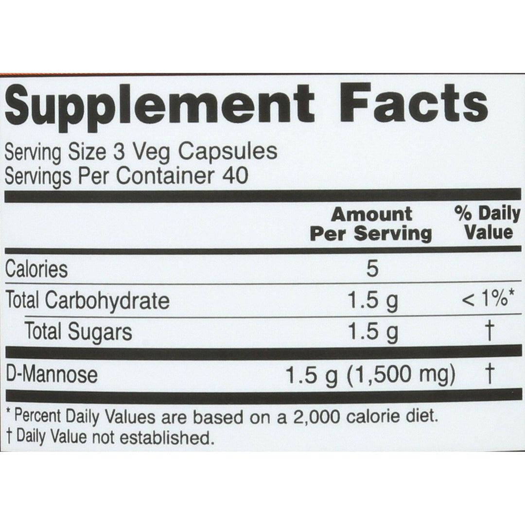 Now Foods D-Mannose, 120 Caps 500 mg (Pack of 3) - The Oasis of Health