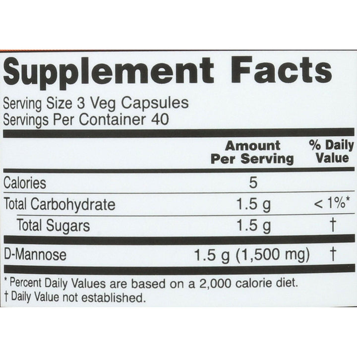 Now Foods D-Mannose, 120 Caps 500 mg (Pack of 3) - The Oasis of Health