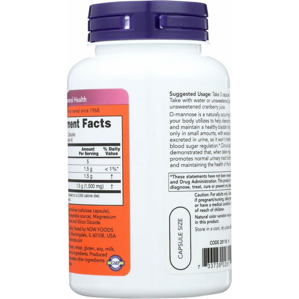 Now Foods D-Mannose, 120 Caps 500 mg (Pack of 3) - The Oasis of Health