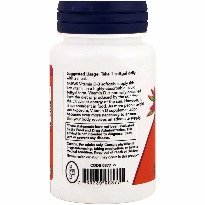 NOW Foods Vitamin D-3, 50 mcg (2,000 IU), 240 Softgels, 3 Pack - The Oasis of Health