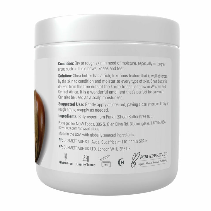 NOW Foods Solutions, Shea Butter, Skin Emollient, Seals in Moisture for Dry Rough Skin, 7-Ounce - The Oasis of Health