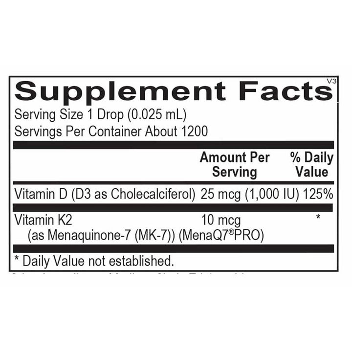 Ortho Molecular - Liquid Vitamin D3 with K2 - The Oasis of Health