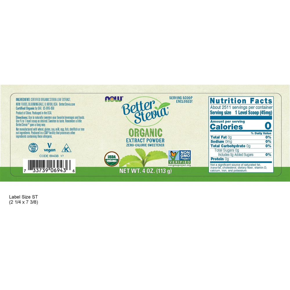 Now Foods BetterStevia Organic Extract Powder - 4 oz. 2 Pack - The Oasis of Health