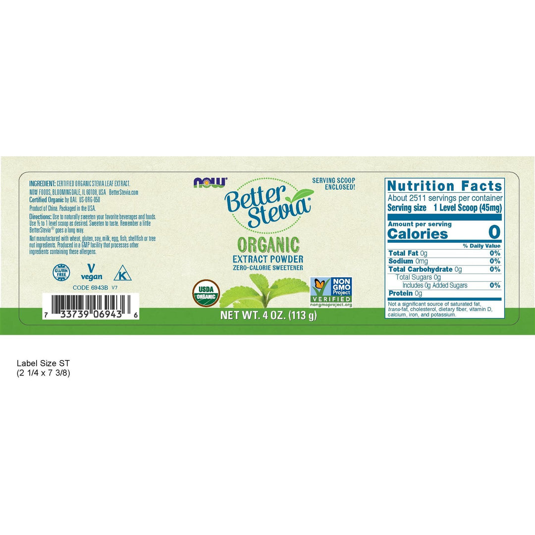 Now Foods BetterStevia Organic Extract Powder - 4 oz. 2 Pack - The Oasis of Health