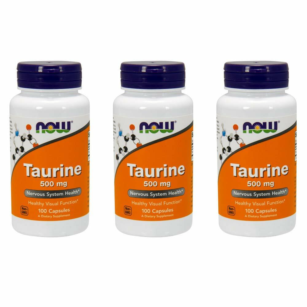 NOW Taurine 500mg, 100 Capsules (Pack of 3) - The Oasis of Health