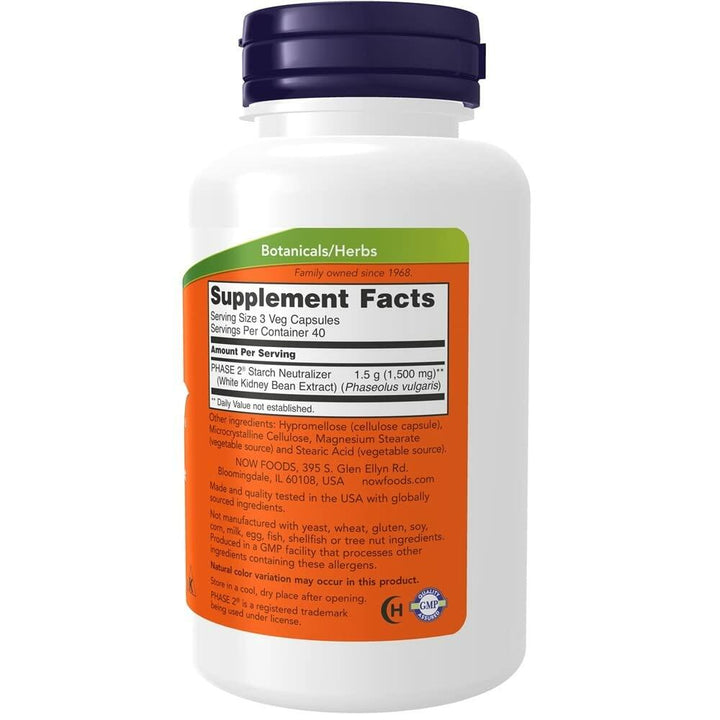 NOW Foods Phase-2 500 mg 120 VegiCaps (Pack of 2) - The Oasis of Health