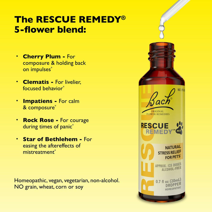 Bach - Rescue Remedy Natural Stress Relief For Pets - 20ml - 2 Pack - The Oasis of Health