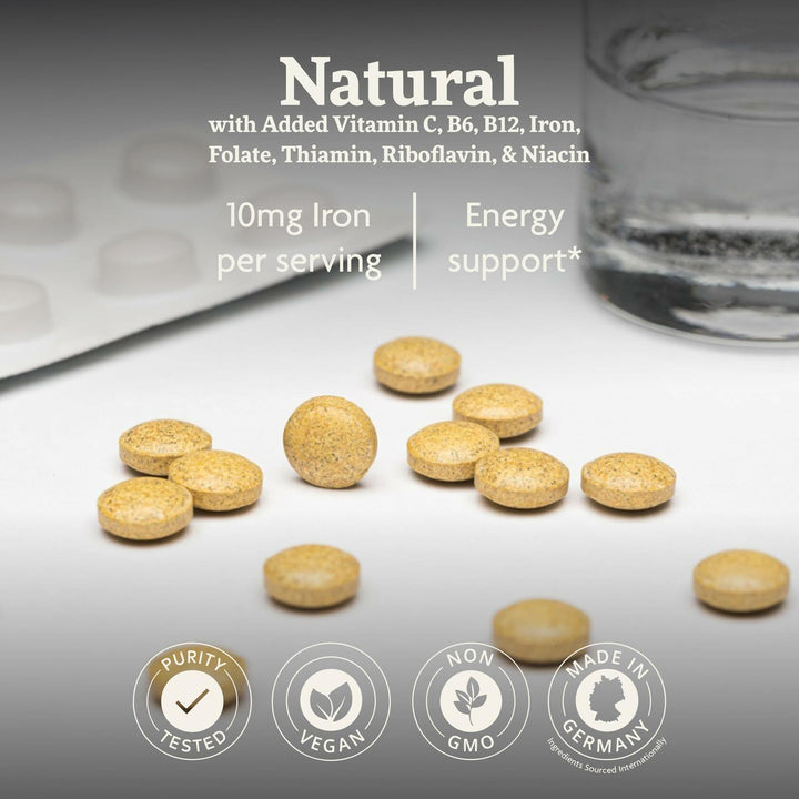 Floradix Iron Tablets - Iron Supplement with B Vitamins, Folic Acid, Vitamin C &amp; More - Energy Support - Vegetarian &amp; Gluten-Free - 120 Tablets (120 Servings) - The Oasis of Health