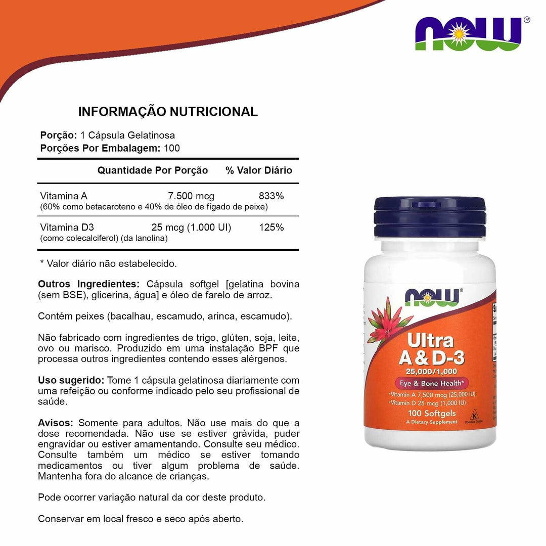 NOW Foods Ultra A &amp; D3, 100 Softgels (Pack of 3) - The Oasis of Health
