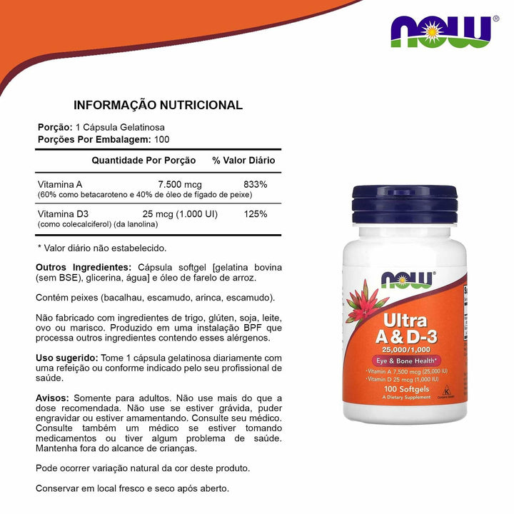 NOW Foods Ultra A &amp; D3, 100 Softgels (Pack of 3) - The Oasis of Health