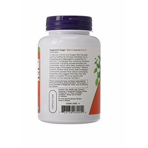 Now Cordyceps 750 mg,90 Veg Capsules (180) - The Oasis of Health