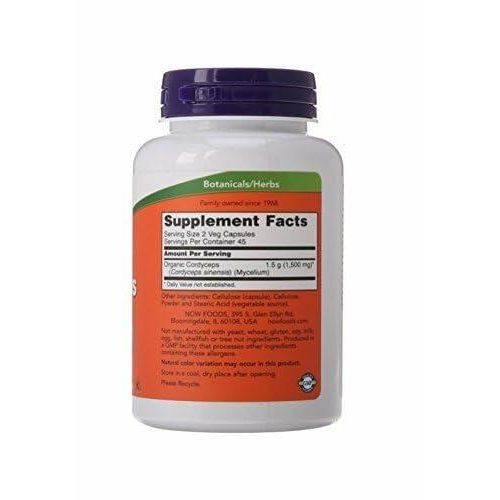 Now Cordyceps 750 mg,90 Veg Capsules (180) - The Oasis of Health