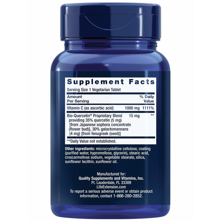 Life Extension Vitamin C and Bio-Quercetin®, Cardiovascular Health Supplement, Immune Support, Highly absorbable, quercetin, Vitamin C, Gluten Free, Non-GMO, Vegetarian, 60 Tablets - The Oasis of Health