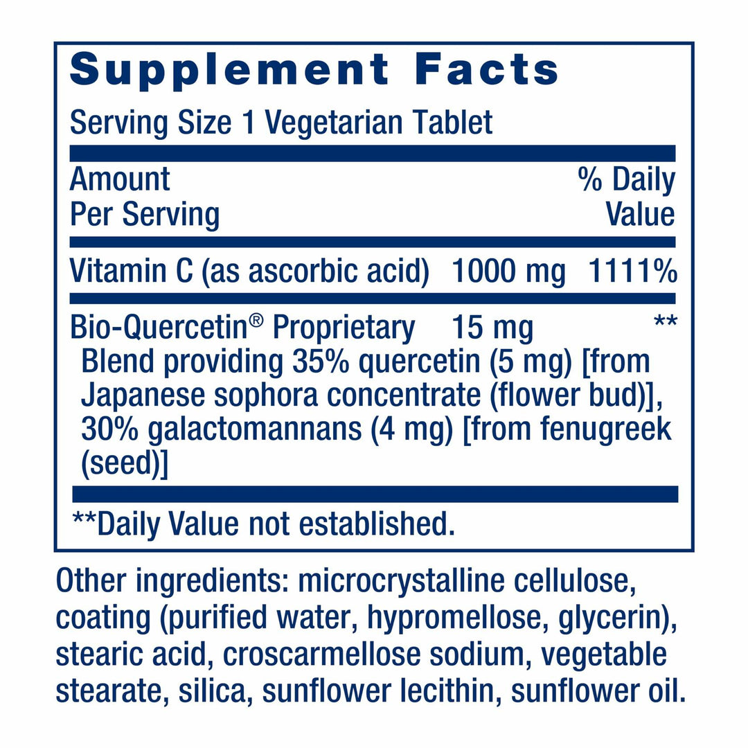 Life Extension Vitamin C and Bio-Quercetin®, Cardiovascular Health Supplement, Immune Support, Highly absorbable, quercetin, Vitamin C, Gluten Free, Non-GMO, Vegetarian, 60 Tablets - The Oasis of Health