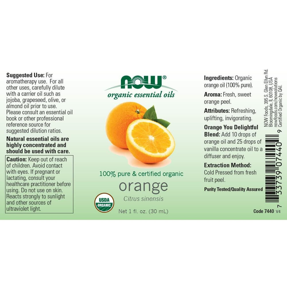 Now Foods, Organic Essential Oils, Orange, 1 fl oz (30 ml) - The Oasis of Health