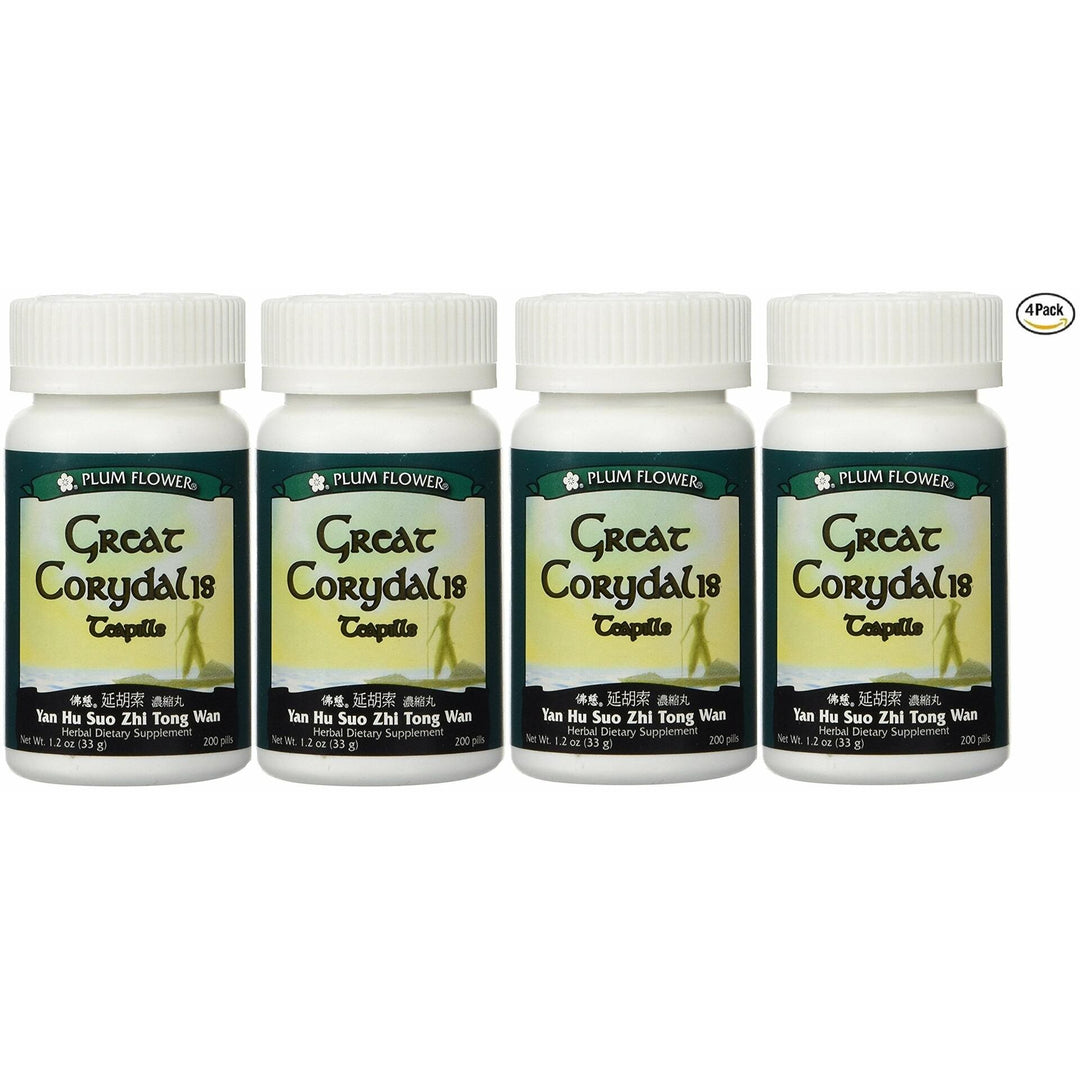 Plum Flower Great Corydalis Teapills (Yan Hu Suo Wan Zhi Tong Wan), 200 ct (4-Pack) - The Oasis of Health