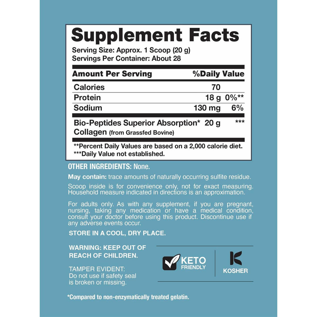 NeoCell Collagen Bio-Peptides Powder | 20oz | Super Hair, Skin, and Nails | Superior Absorption | Grassfed Protein Supplement | Advanced with 18 Essential Amino Acids - The Oasis of Health