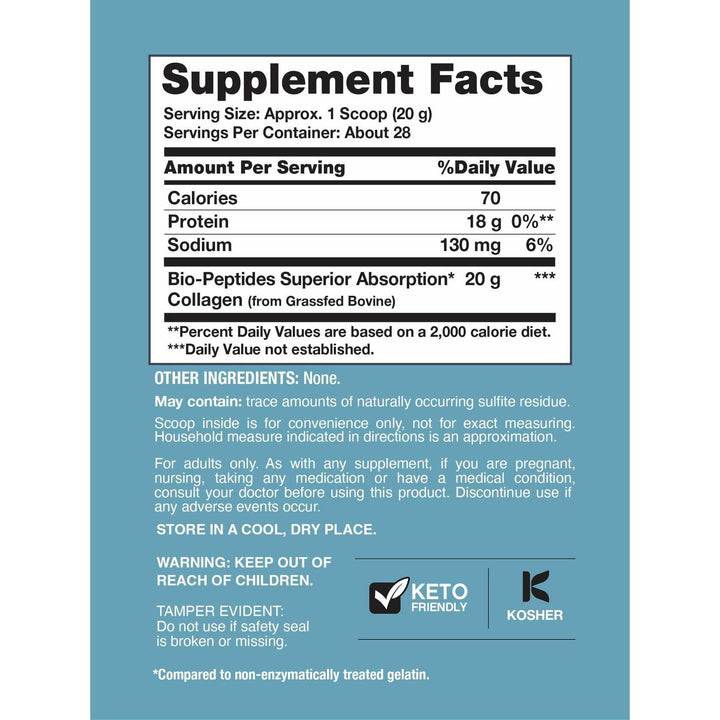 NeoCell Collagen Bio-Peptides Powder | 20oz | Super Hair, Skin, and Nails | Superior Absorption | Grassfed Protein Supplement | Advanced with 18 Essential Amino Acids - The Oasis of Health