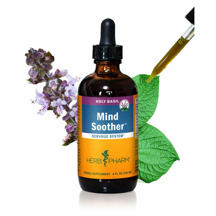Herb Pharm Mind Soother: Holy Basil: Liquid Kava Supplement to Support Calm &amp; Relaxation, Stabilizing Support for Nervous System, Made with Noble Kava &amp; Lavender Flower, Vegan, Gluten-Free, 4 oz* - The Oasis of Health