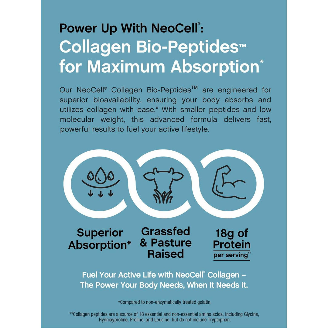 NeoCell Collagen Bio-Peptides Powder | 20oz | Super Hair, Skin, and Nails | Superior Absorption | Grassfed Protein Supplement | Advanced with 18 Essential Amino Acids - The Oasis of Health