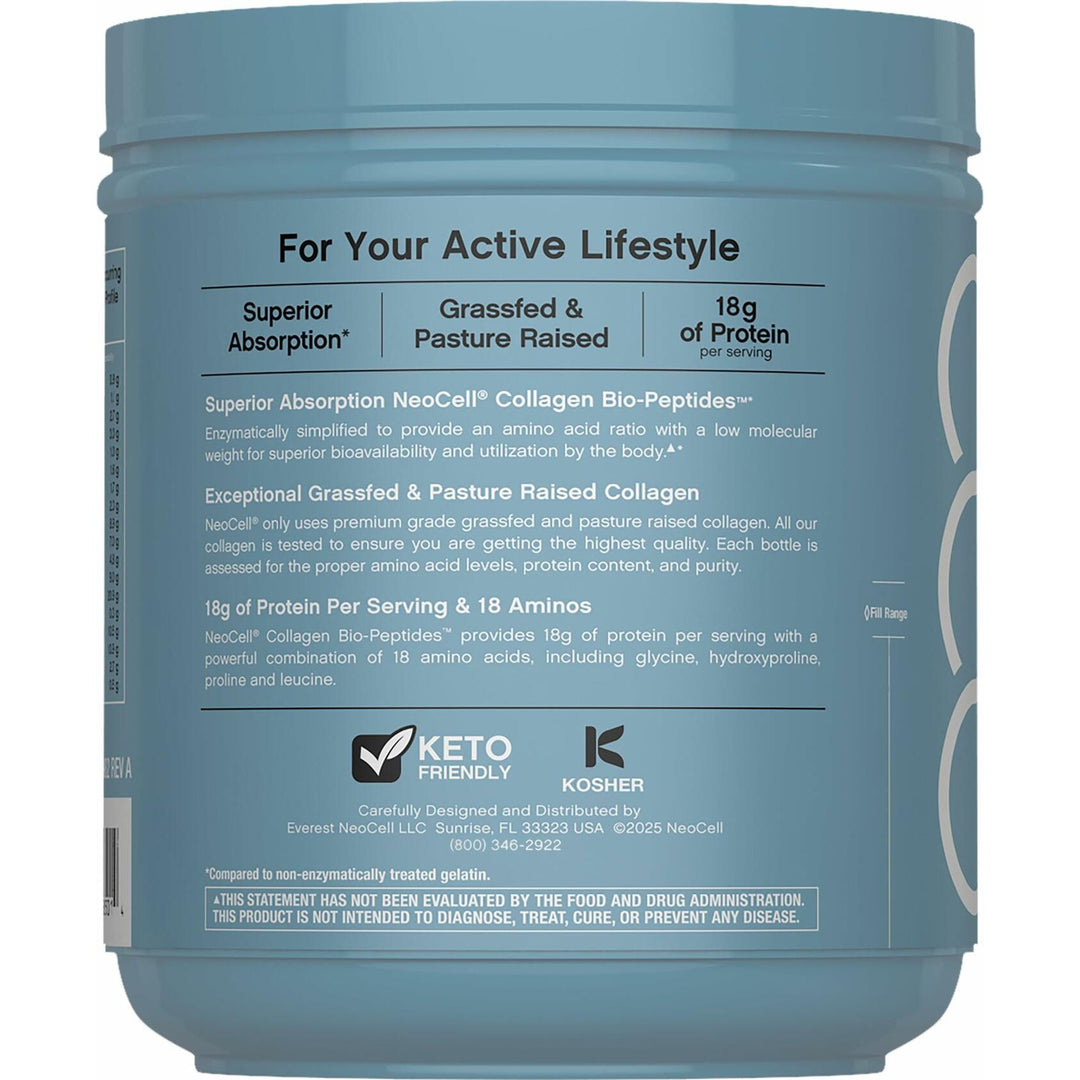 NeoCell Collagen Bio-Peptides Powder | 20oz | Super Hair, Skin, and Nails | Superior Absorption | Grassfed Protein Supplement | Advanced with 18 Essential Amino Acids - The Oasis of Health