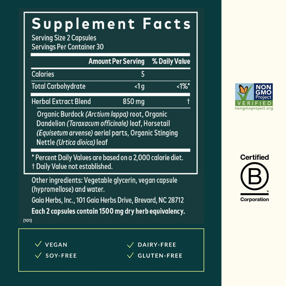 Gaia Herbs Bloat Support - Women's Health Supplement to Support Bloating & Digestion - Made with Dandelion Leaf, Burdock Root, Horsetail & More - 60 Vegan Capsules (30 Servings) - The Oasis of Health