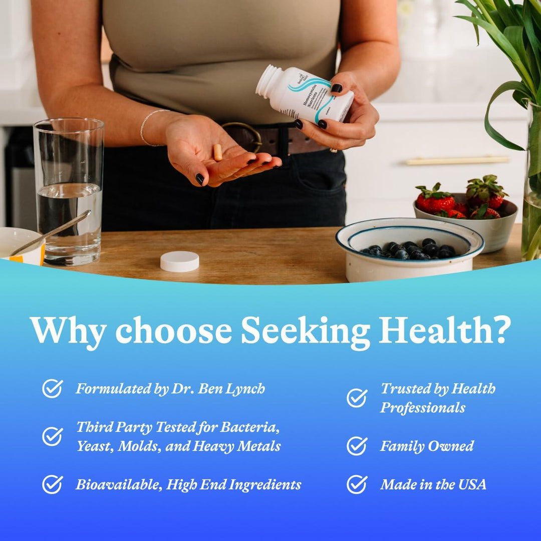 Seeking Health Homocysteine Nutrients - Supplement Formula with L-Methylfolate &amp; Vitamin B12, B6 &amp; B2 - Supports Healthy Cognition &amp; Brain Function - Aids Homocysteine Metabolism - 60 Capsules - The Oasis of Health