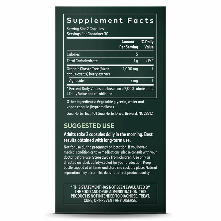 Gaia Herbs Vitex Berry, Chasteberry, Hormone Balance for Women, Vegan Liquid Capsules, 60 Count - The Oasis of Health