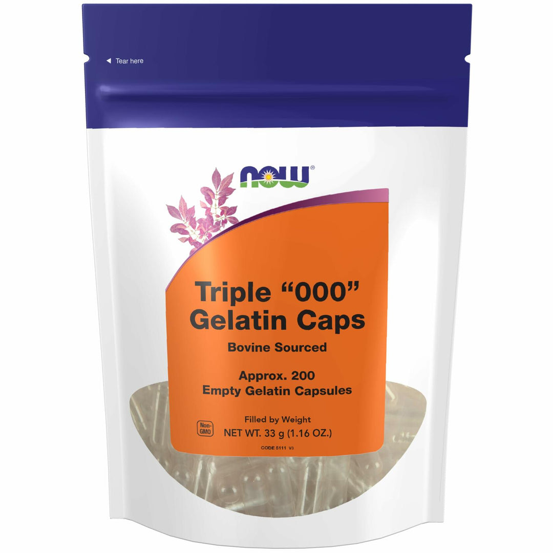 NOW Supplements, Empty Gelatin Capsules, Triple "000", Bovine Sourced, Filled by Weight, 200 Gel Capsules - The Oasis of Health