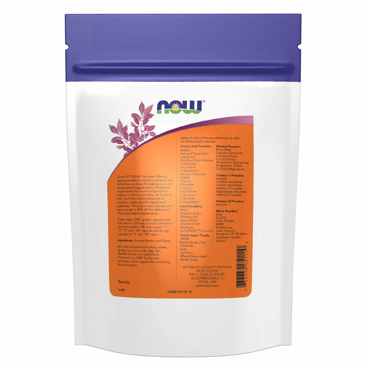 NOW Supplements, Empty Gelatin Capsules, Triple "000", Bovine Sourced, Filled by Weight, 200 Gel Capsules - The Oasis of Health