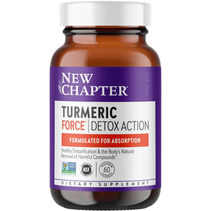 New Chapter Turmeric Supplement + Daily Detox Turmeric Force Detox Action with Green Tea + Ginger + NO Black Pepper Needed + NonGMO Ingredients Vegetarian Capsule, 60 Count - The Oasis of Health