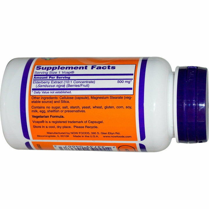 Now Foods Elderberry 500 Milligrams, 60 Veg Capsules (Pack of 2) - The Oasis of Health