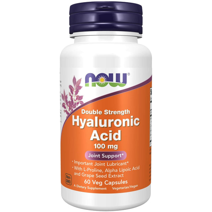 3 Bottles of Now Foods, HYALURONIC Acid 100MG 2X Plus 60 CAPS - The Oasis of Health