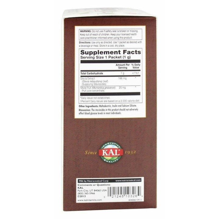 Kal Pure Stevia Plus Luo Han, 100 G Packets - The Oasis of Health