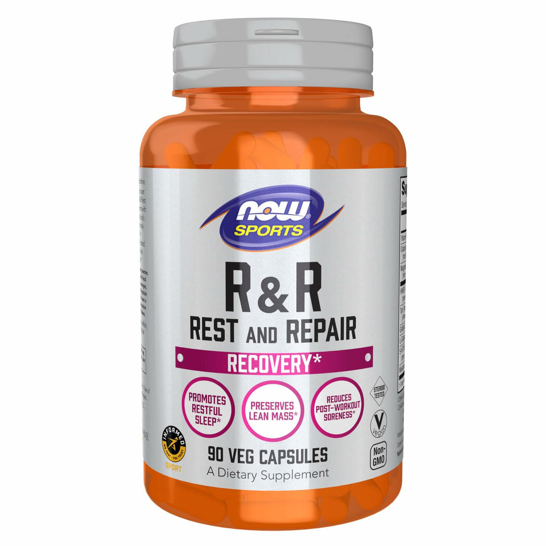 Now Foods Sports Nutrition, R&amp;R Rest and Repair, Recovery*, Promotes Restful Sleep*, Preserves Lean Mass, Reduces Post-Workout Soreness*, Vegan, NGMO, 90 Veg Capsules - The Oasis of Health