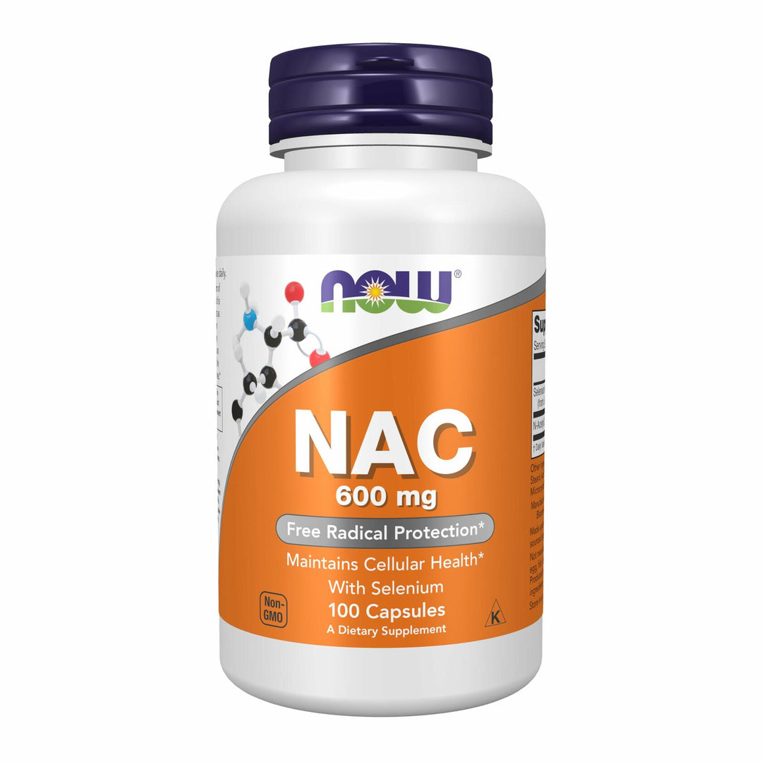 NOW Foods NAC (N-Acetyl Cysteine) 600 mg with Selenium, 100 Capsules (2Pack) - The Oasis of Health