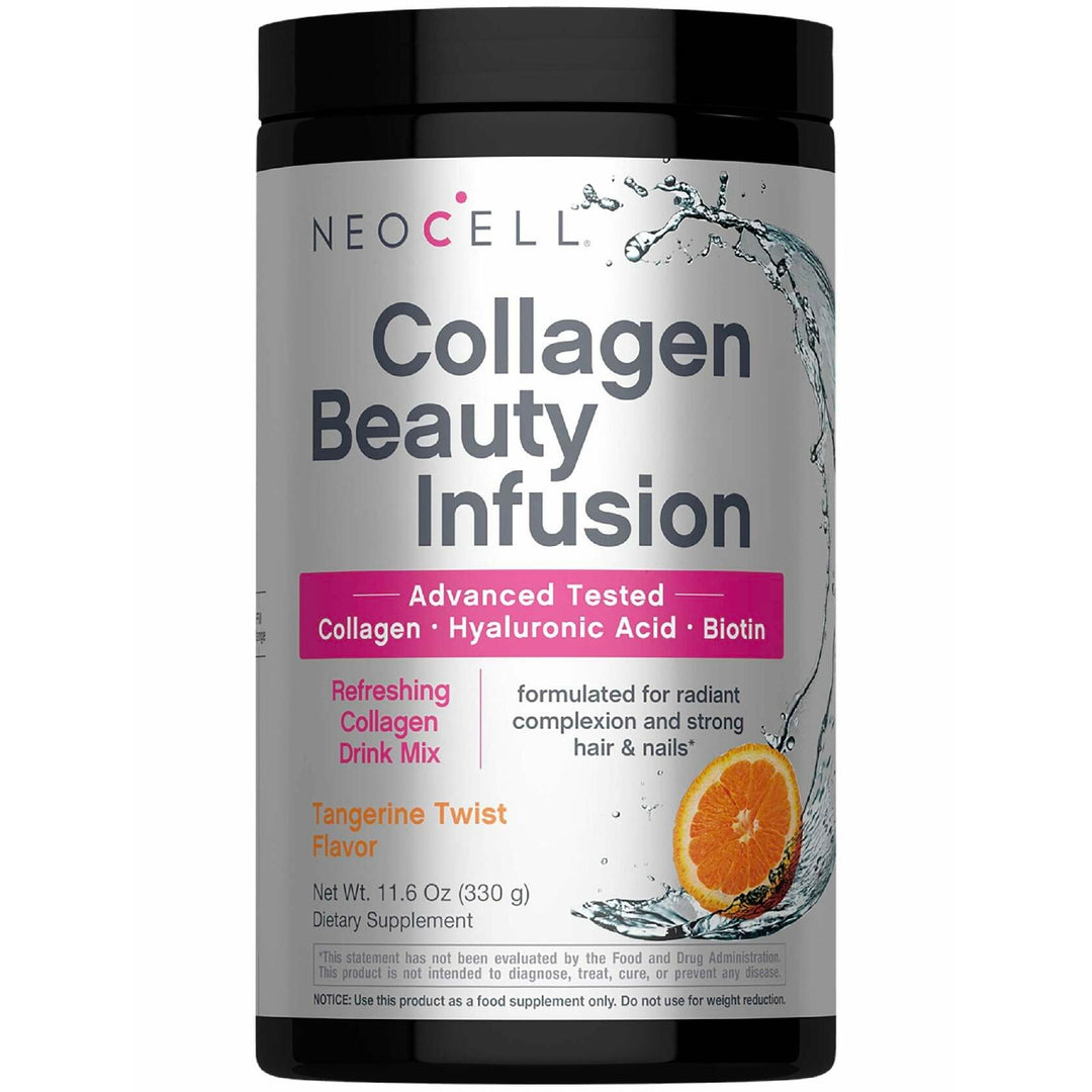 NeoCell Collagen Peptides Powder | 11.6 oz | Grass Fed Bovine | with Biotin and Hyaluronic Acid | Tangerine Twist Flavored | Beauty Infusion Drink Mix | Hair, Skin &amp; Nails - The Oasis of Health