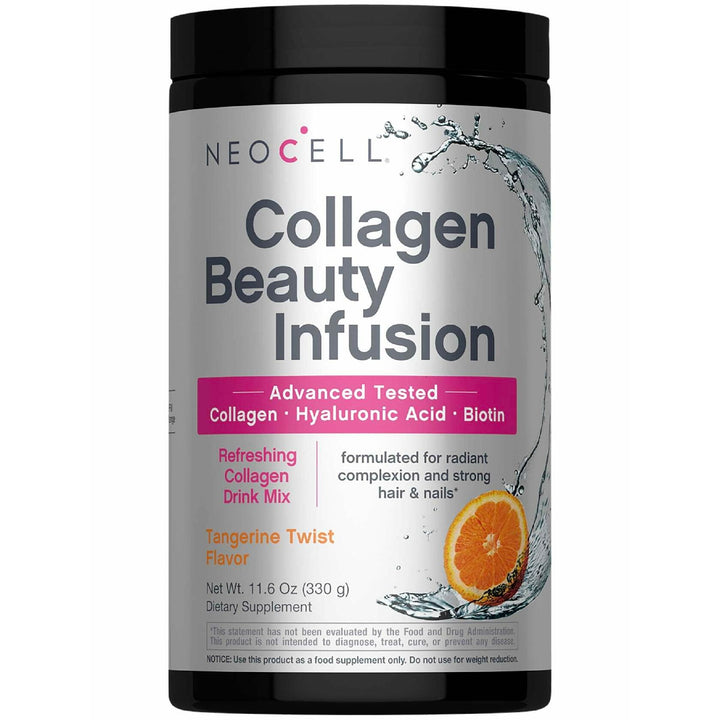 NeoCell Collagen Peptides Powder | 11.6 oz | Grass Fed Bovine | with Biotin and Hyaluronic Acid | Tangerine Twist Flavored | Beauty Infusion Drink Mix | Hair, Skin &amp; Nails - The Oasis of Health