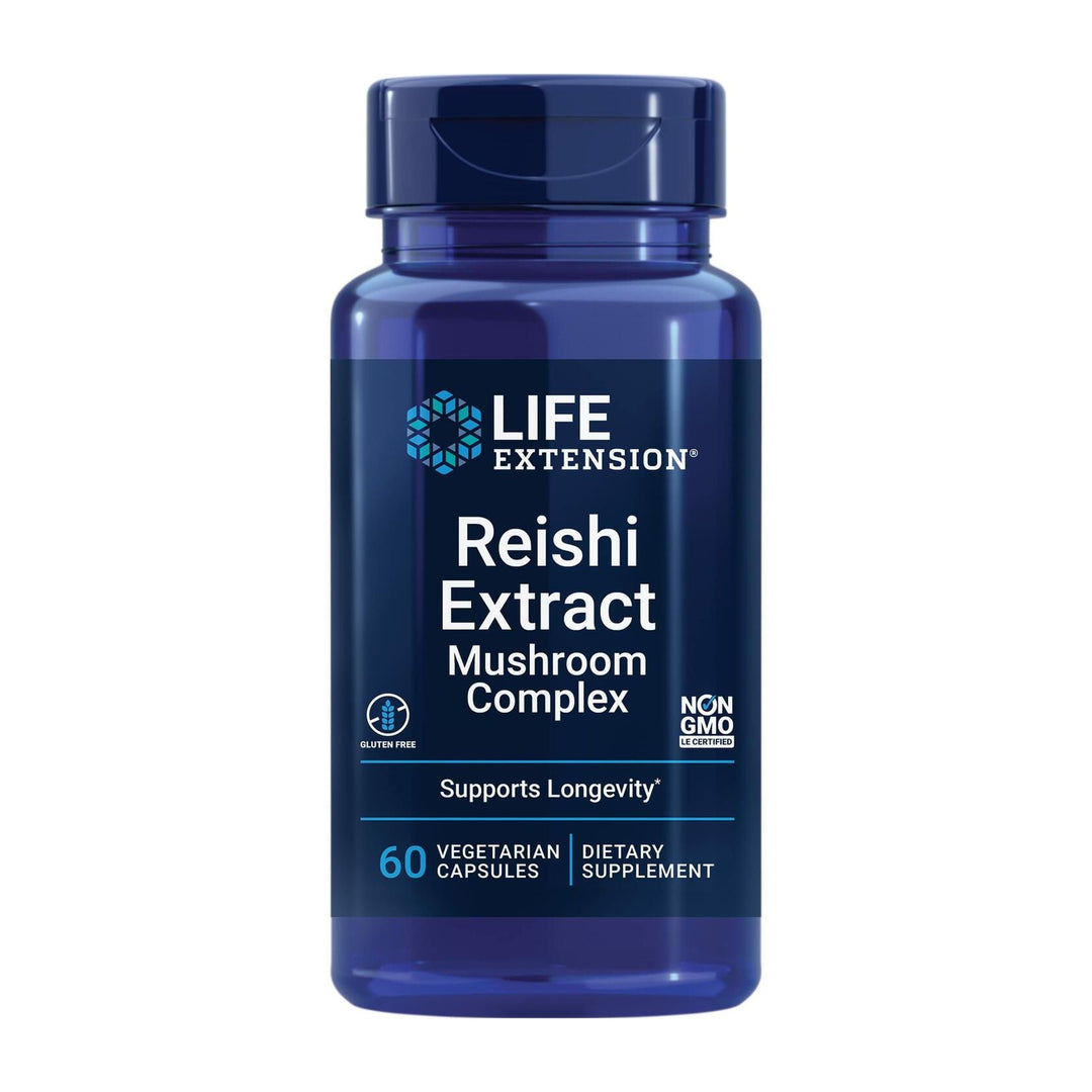 Life Extension Reishi Extract Mushroom Complex - Mushrooms Herbal Supplement for Immune Support – Ganoderma Lucidum Extract - Gluten-Free, Non-GMO, Vegetarian – 60 Capsules - The Oasis of Health